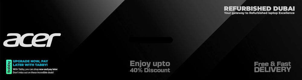 Black refurbished Acer laptops Banner.