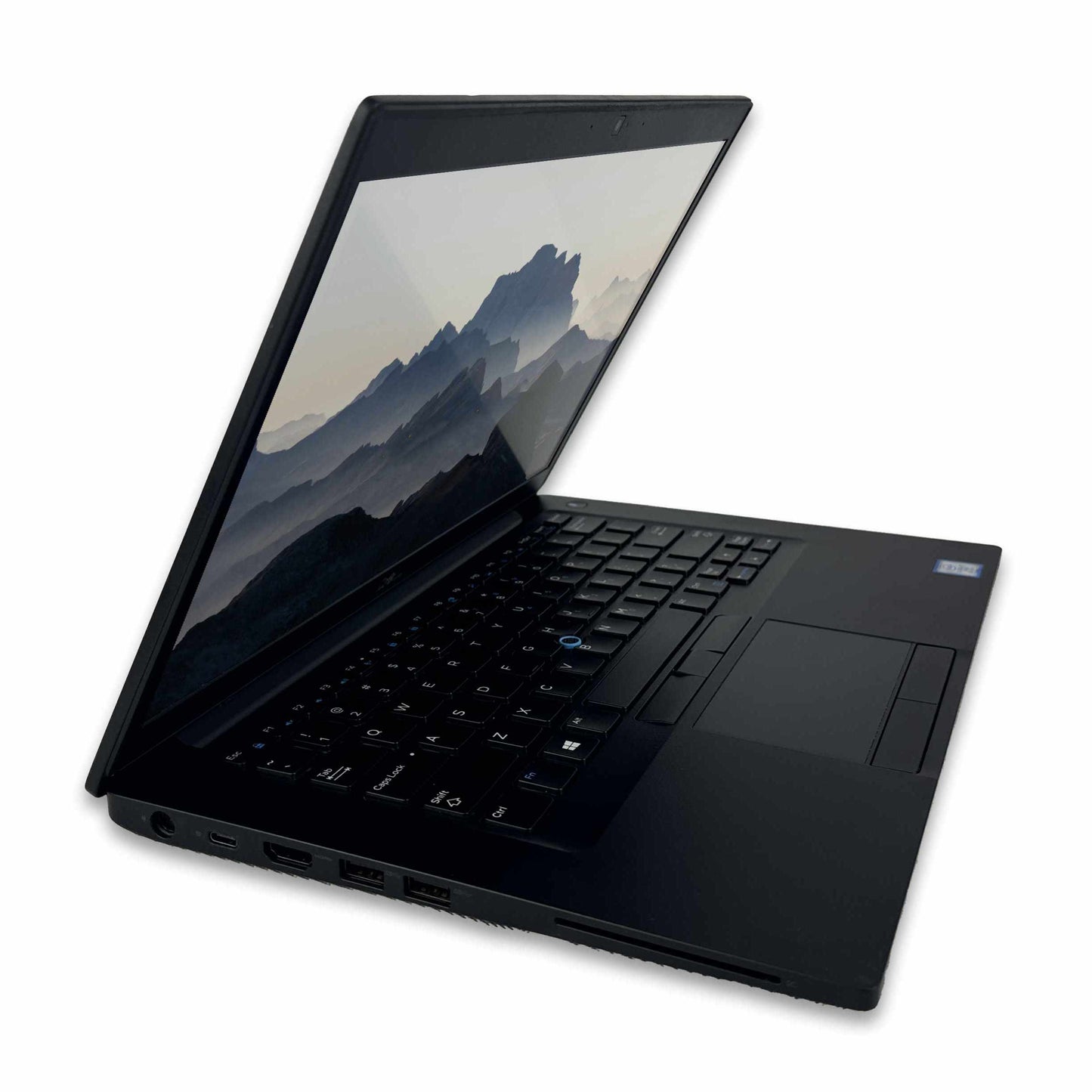 Dell Latitude 7490 laptop with 14" FHD display, Intel Core i7-8650U, 16GB RAM, 256GB SSD, Windows 10 Pro, Black, side view - Buy refurbished laptops UAE
