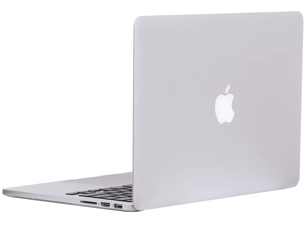 Apple MacBook Pro A1502 (2015) in Space Gray with a 13.3" Retina Display, Intel Core i5, 8GB RAM, and 256GB SSD - Back View of Open Laptop