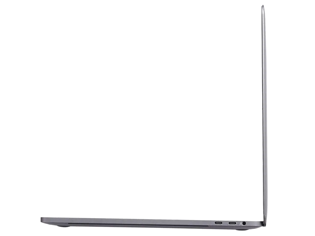 Side profile of the Apple MacBook Pro A1990 (2018) Space Gray, Intel Core i7, 16GB RAM, 512GB SSD, 15.4" Retina Display, Renewed, Best MacBook UAE