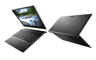 Dell Latitude 5290 2 in 1 i7 8th gen refurbished laptop with 12.3" FHD display, open and angled view - Best Refurbished Laptop Deals in Dubai.