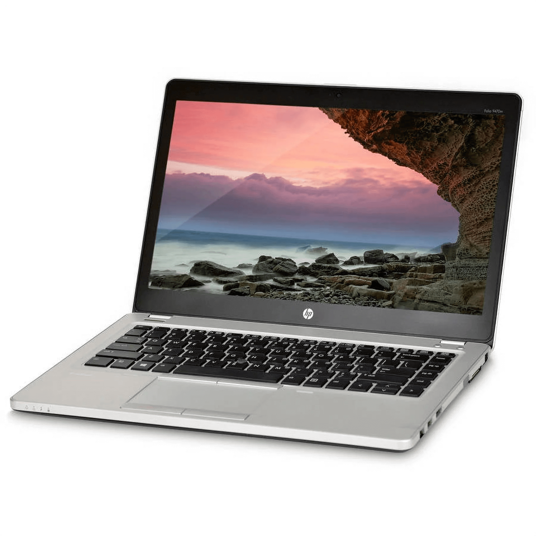 HP EliteBook Folio 9470m - 14-inch HD display, sleek silver design laptop with Intel Core i5, 8GB RAM, and 256GB SSD, renewed professional business laptop