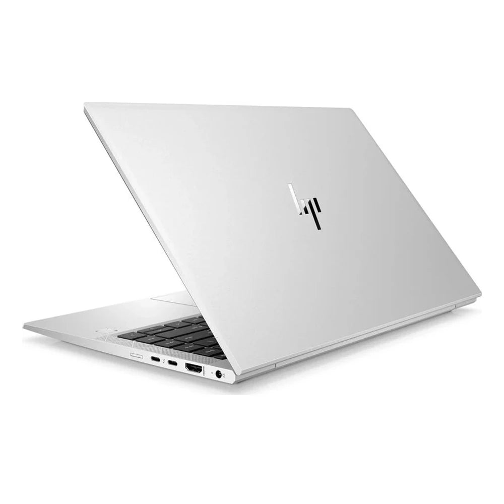 Open laptop with HP logo on a white background