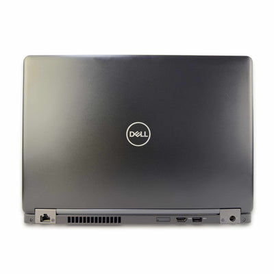 Back view of Dell Latitude 5490 business laptop with a sleek black design, available in refurbished condition in Dubai for best deals