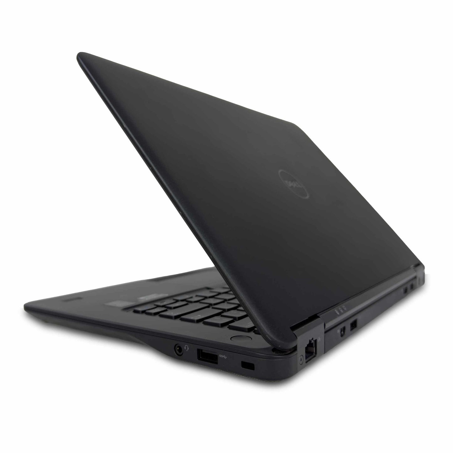 Dell Latitude 7450 black renewed laptop, back and side view - 14" FHD display, Intel Core i5-5300U, 8GB RAM, 256GB SSD - Buy Refurbished Laptops UAE