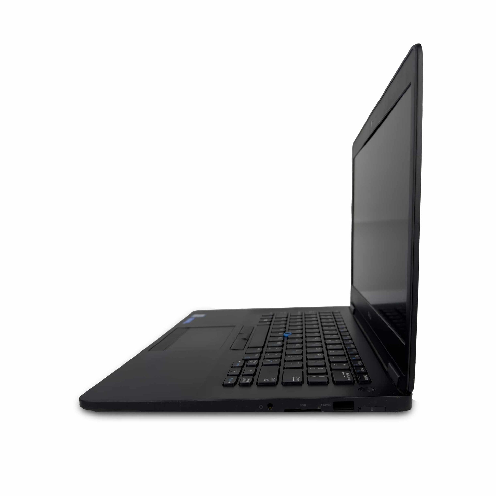 Dell Latitude E7470 side view - 14" FHD, Intel Core i7, 8GB RAM, 256GB SSD, Windows 10 Pro, Black, affordable refurbished laptop in Dubai.