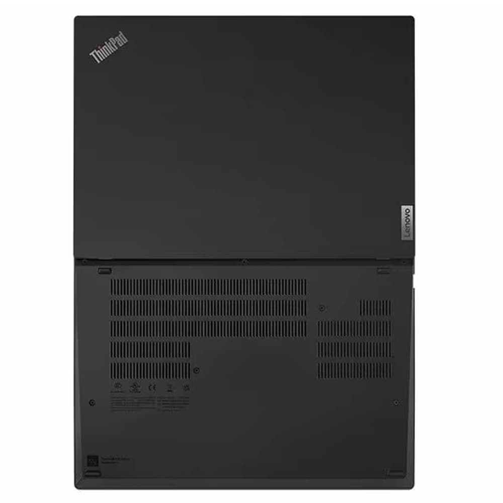 Back view of a Lenovo ThinkPad laptop on a white background