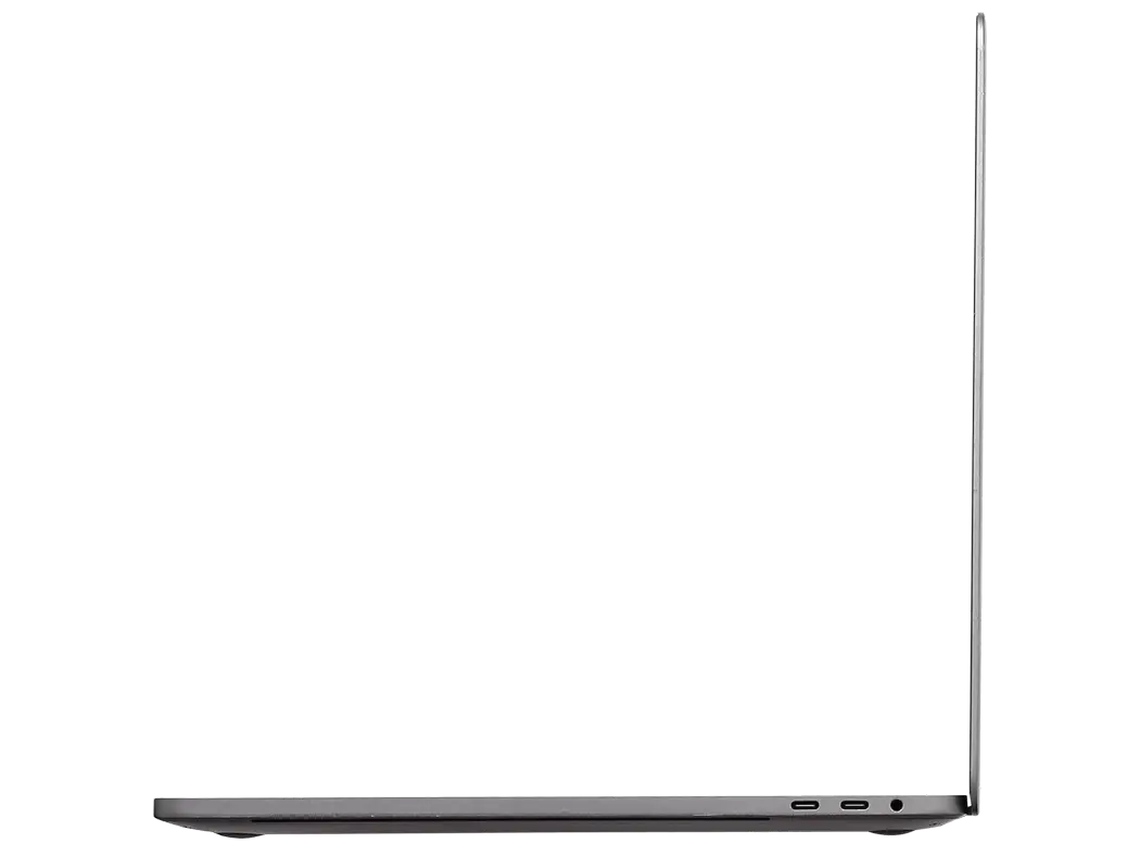 Side view of Apple MacBook Pro A2141 (2019) - 16" Retina Display, Intel Core i7, 16GB RAM, 512GB SSD, Space Gray (Renewed), thin profile.