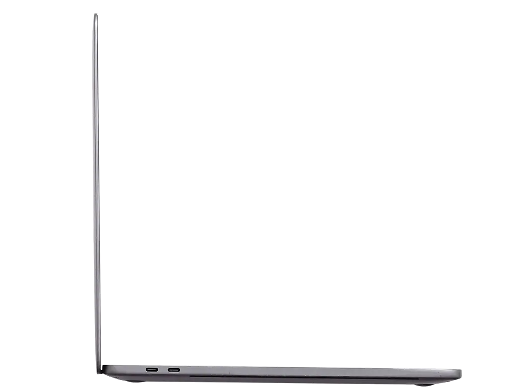 Side view of Apple MacBook Pro A2141 (2019) in Space Gray with 16" Retina Display, Intel Core i7, 16GB RAM, 512GB SSD, and 4GB Graphics (Renewed)