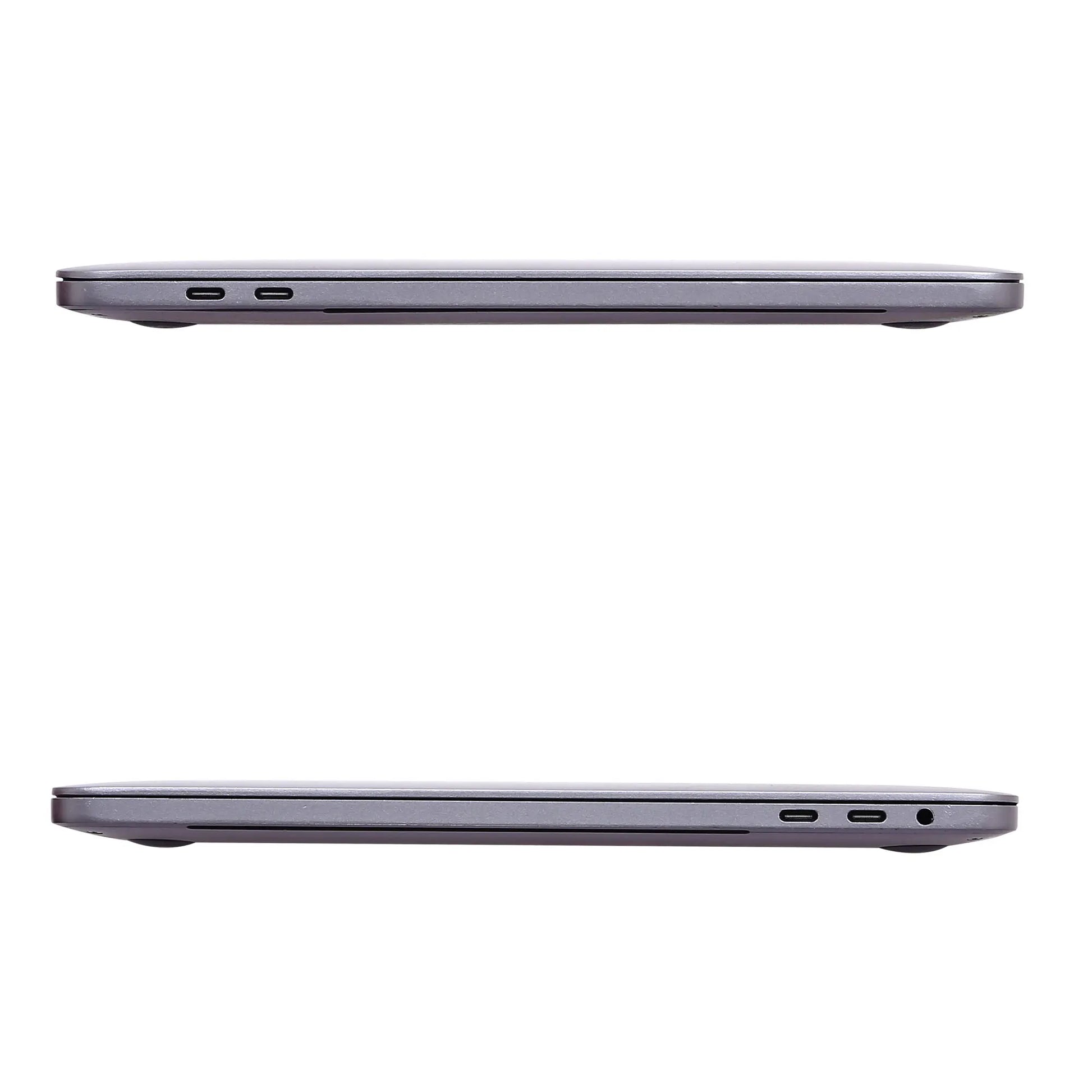 Thin side profile of Apple MacBook Pro A1989 (2018) in Space Gray showing ports, refurbished and available in UAE at reasonable price