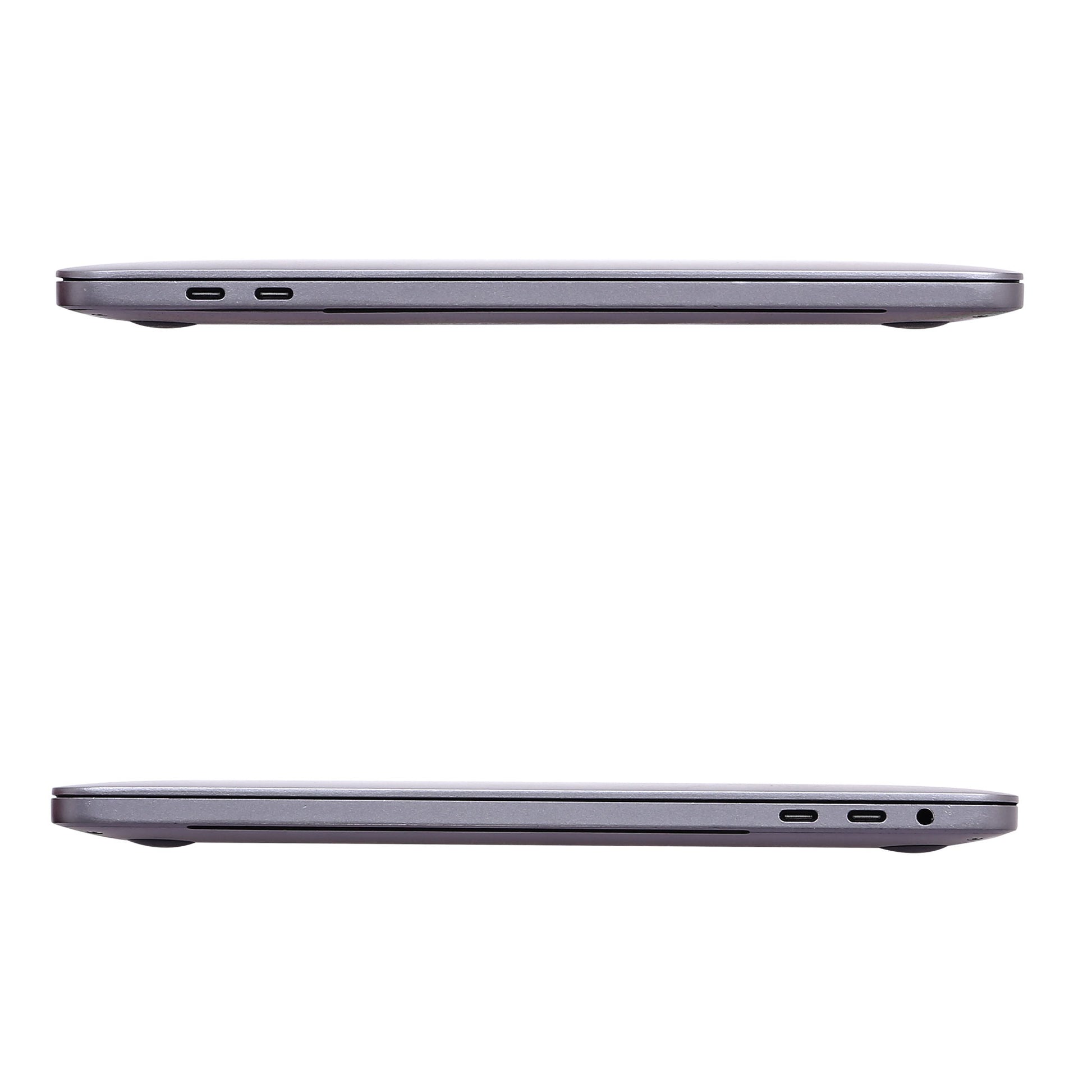 Side view of Apple MacBook Pro A1989 (2019) showing ports, featuring 13" Retina Display, Intel Core i5, 16GB RAM, and 256GB SSD in Space Gray.