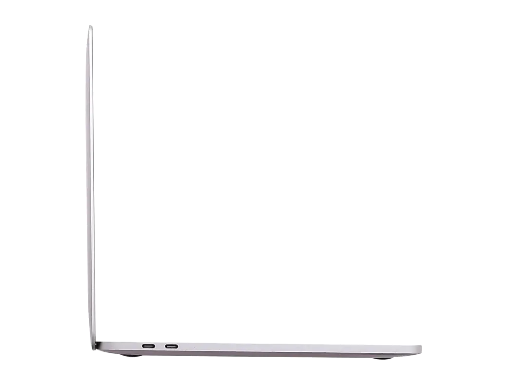 Side view of an open Apple MacBook Pro A2159 (2019), 13.3" Retina display, Intel Core i5, 8GB RAM, 256GB SSD, Silver, refurbished, available in UAE