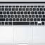 Top view of Apple MacBook Air A1466 (2014) keyboard, renewed, 13.3" HD display, Intel Core i5, 8GB RAM, 256GB SSD, macOS, Silver.