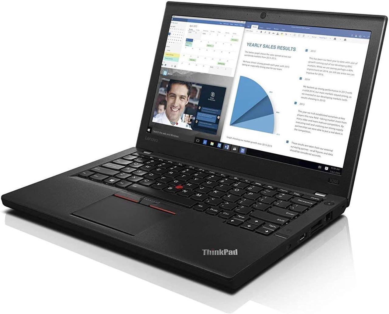 Lenovo ThinkPad X260 - 12.5" HD, Intel i5-6300U, 8GB RAM, 256GB SSD, Windows 10 Pro, Black (Refurbished)