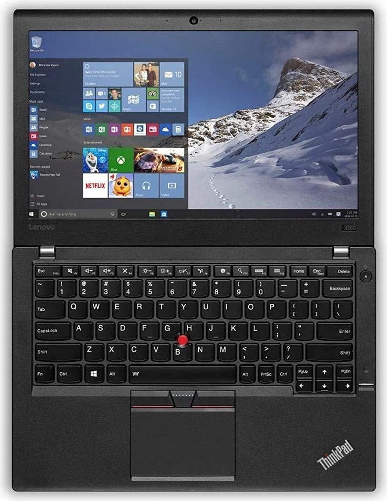 Lenovo ThinkPad X260 - 12.5" HD, Intel i5-6300U, 8GB RAM, 256GB SSD, Windows 10 Pro, Black (Refurbished)