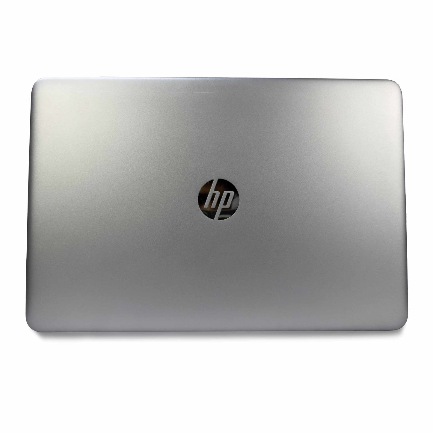 Top view of HP EliteBook 850 G4 refurbished laptop closed, featuring a sleek silver design with the HP logo. Buy refurbished laptops UAE.