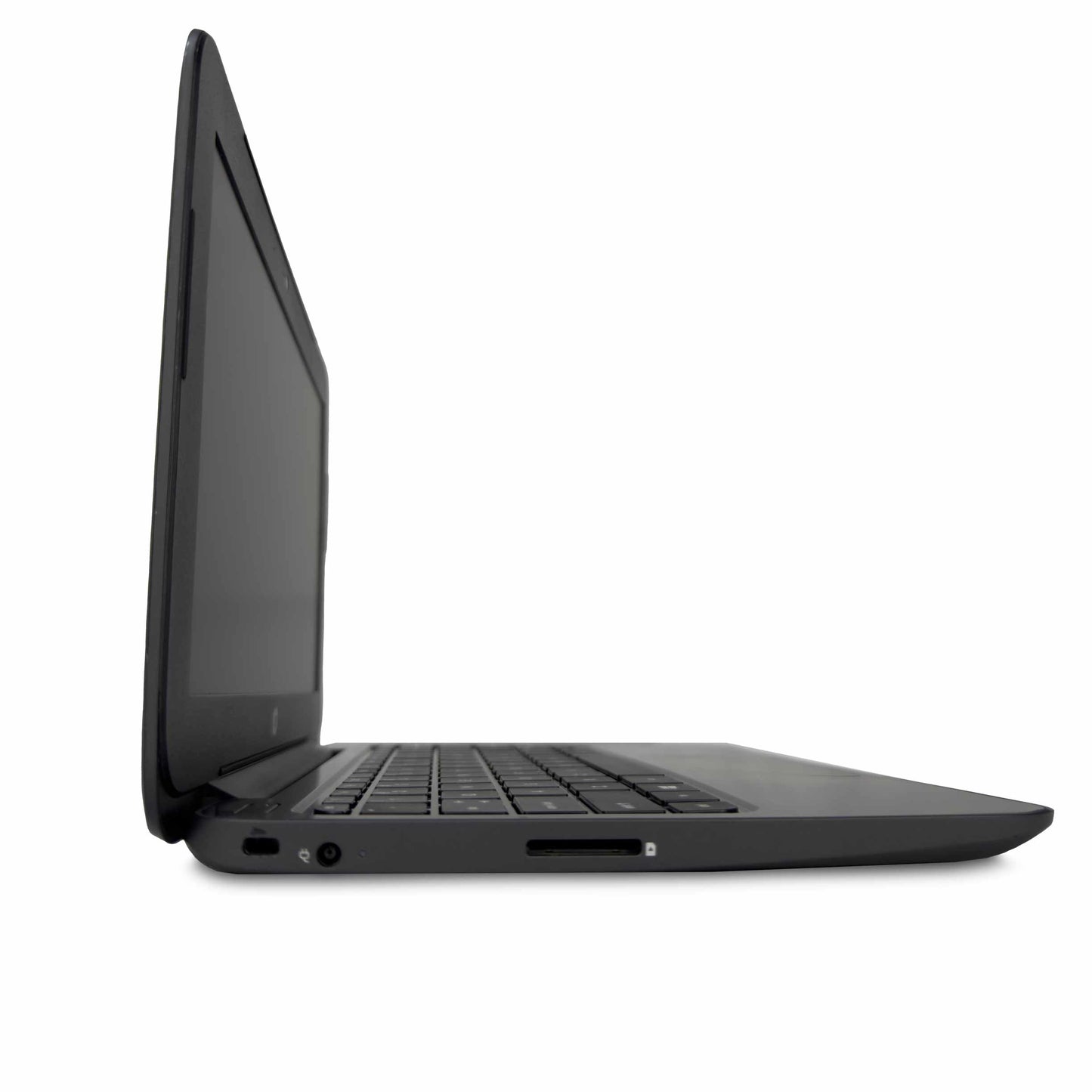 Side view of HP Stream 11 Pro G2 refurbished laptop with 11.6" HD screen, available in UAE, Dubai, and Sharjah.