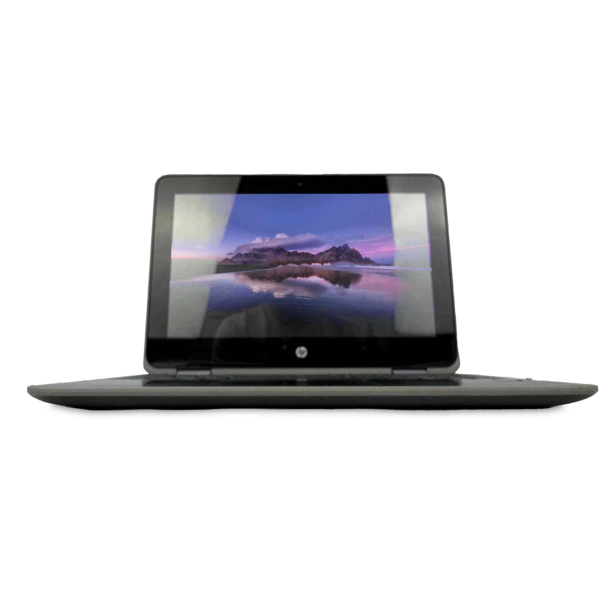 HP ProBook x360 11 G3 laptop with a scenic wallpaper on screen, refurbished models available in UAE, Dubai, Sharjah