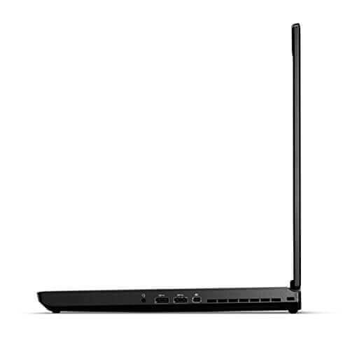 Side view Lenovo ThinkPad P50 refurbished business laptop - 15.6" Full HD display, Intel i7, 16GB RAM, 512GB SSD, NVIDIA Quadro, Windows 10 Pro.