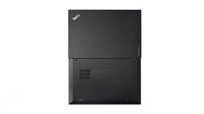 Lenovo ThinkPad X1 Carbon Gen 6 - top view of closed refurbished business laptop in black color