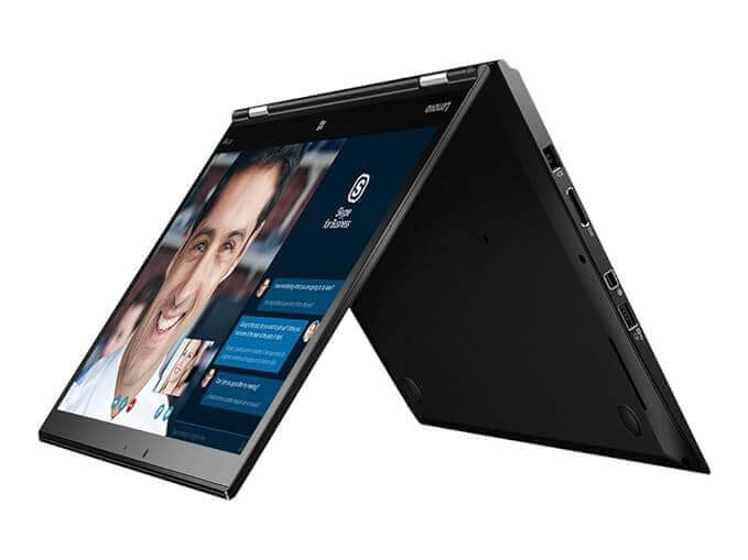 Lenovo ThinkPad X1 Yoga 3rd Gen - 14" Touchscreen, Intel i5-8250U, 8GB RAM, 256GB SSD, Windows 10 Pro, Black (Refurbished) in tent mode