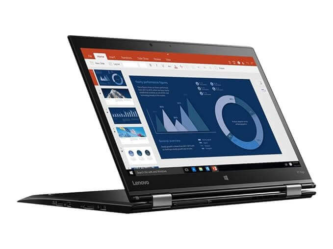 Lenovo ThinkPad X1 Yoga 3rd Gen 14" touchscreen convertible laptop in presentation mode, available as refurbished in Dubai