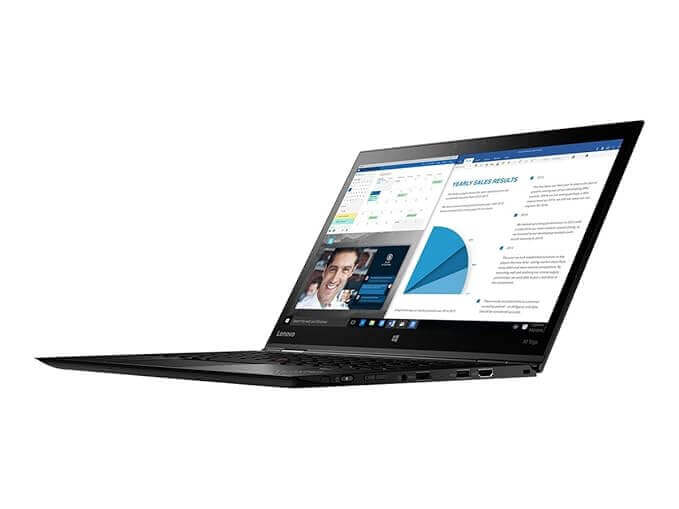 Lenovo ThinkPad X1 Yoga 3rd Gen 14" Touchscreen 2-in-1 Laptop, Intel i5-8250U, 8GB RAM, 256GB SSD, Windows 10 Pro, Black (Refurbished) - Side View