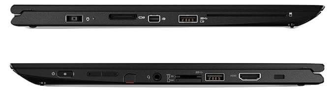 Side view of Lenovo ThinkPad Yoga 260 showcasing ports and connectivity options, refurbished laptops available in Dubai.