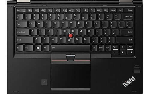 Lenovo ThinkPad Yoga 260 keyboard view with touchpad and trackpoint.