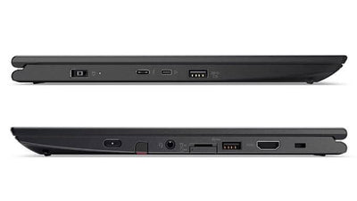 Ports and connectivity options on the sides of Lenovo ThinkPad Yoga 370 refurbished laptop.